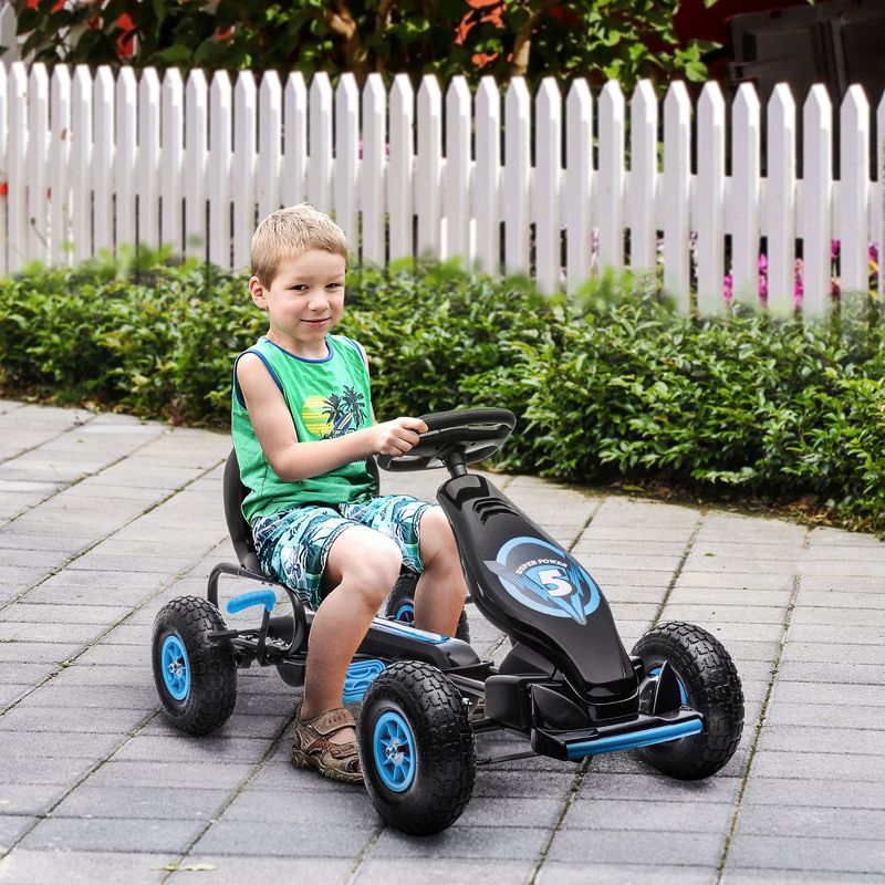 Aosom Ergonomic Pedal Go Kart Kids Ride-on Toy, Pedal Car with Tough, Wear-Resistant Tread, Go Cart Kids Car for Boys & Girls, Ages 5-12, 4 of 9