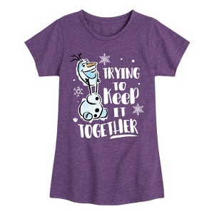 Girls' - Frozen 2 - Olaf Trying To Keep It Together Fitted Short Sleeve Graphic T-Shirt - 1 of 4