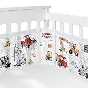 Sweet Jojo Designs Boy BreathableBaby Breathable Mesh Crib Liner Construction Truck Red Blue White - 1 of 4