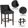 Emma and Oliver 30"H Transitional Upholstered Walnut Barstool with Accent Nails - 3 of 4