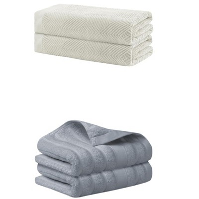 REGALWOVEN Bathroom Gym SPA Cotton Soft Absorbent Bath Hands Towel Set 2 Pcs