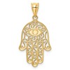 Black Bow Jewelry 14k Yellow Gold and Enameled Filigree Hamsa Pendant, 15 x 30mm - 4 of 4