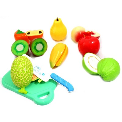 JuzToys Pretend Kitchen Play Fruit Cutting Toys – Pretend Play Food Toys Playset with Cutting Board, Educational Learning Toys for Kids