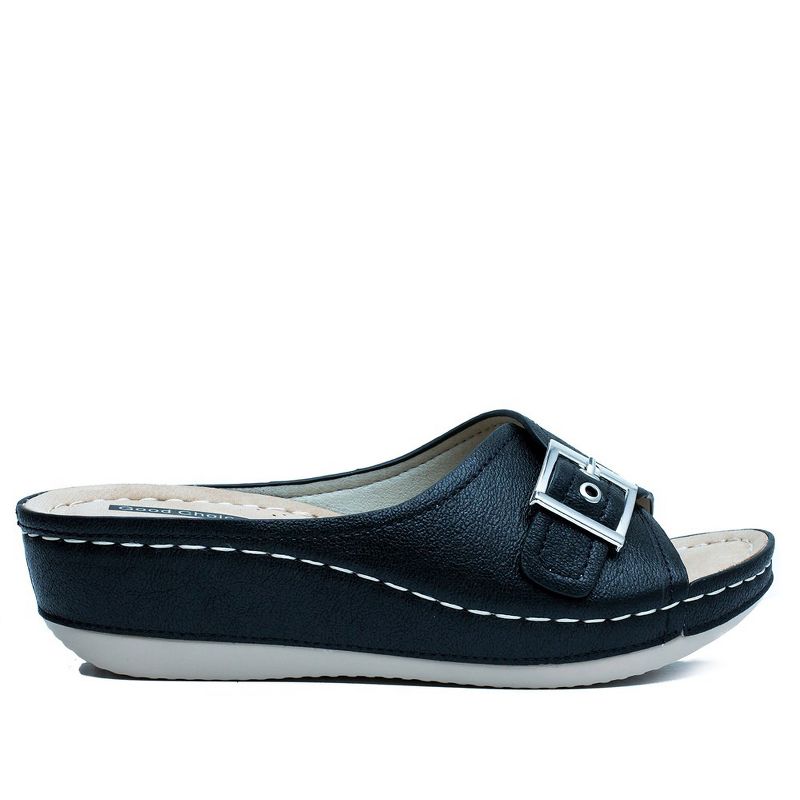GC Shoes Justina Buckle Comfort Slide Wedge Sandals, 2 of 10