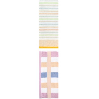 REGALWOVEN Striped Pattern Cotton Bathroom Hand Towels for Home Decor 13" x 29"/13" x 27" 2 Pcs