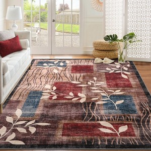 Washable Area Rug 9x12 Indoor Modern Floral Living Room Large Soft Carpet Abstract Aesthetic Rug Printed Bedroom Rug Non-Shedding Accent Throw Rug - 1 of 4