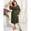 YesFashion Women's Plus Size Ruffle Long Sleeve Dress Square Neck High Waist Smocked Tunic Maxi Dress A Line Dress - 4 of 4