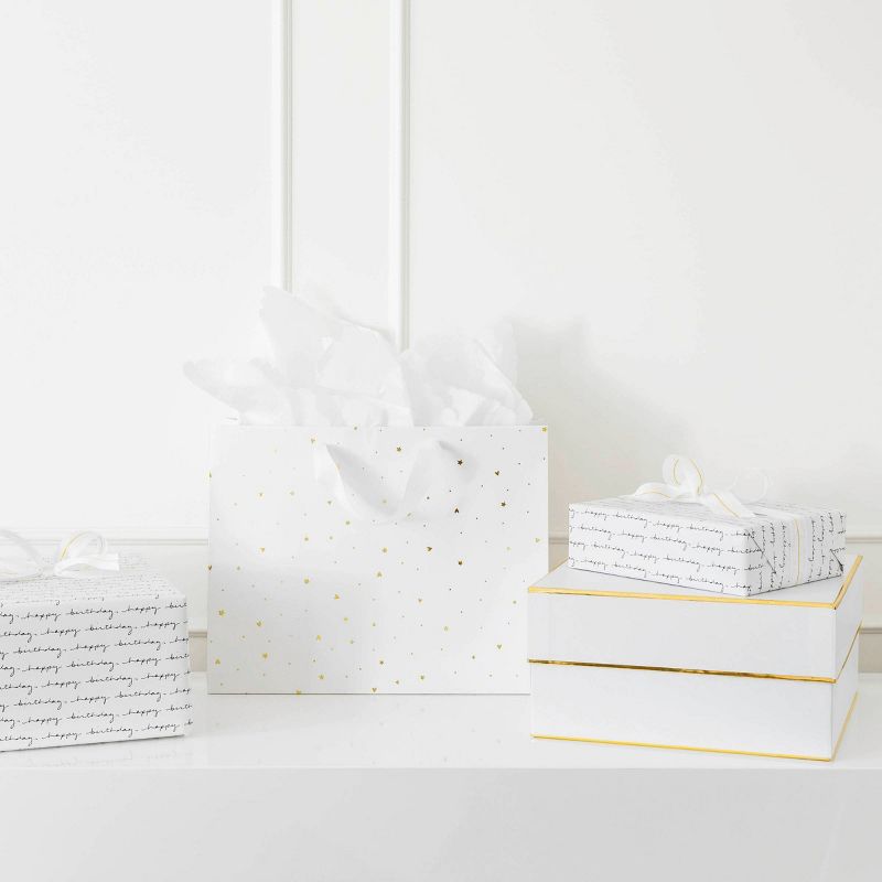 Foil Heart Pattern Medium Gift Bag White/Gold - Sugar Paper&#8482; + Target, 3 of 5