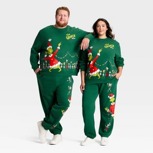 Adult Grinch Singing Graphic Sweatshirt - Green - 1 of 3