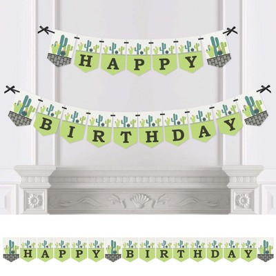 Big Dot of Happiness Prickly Cactus Party - Fiesta Birthday Party Bunting Banner - Birthday Party Decorations - Happy Birthday