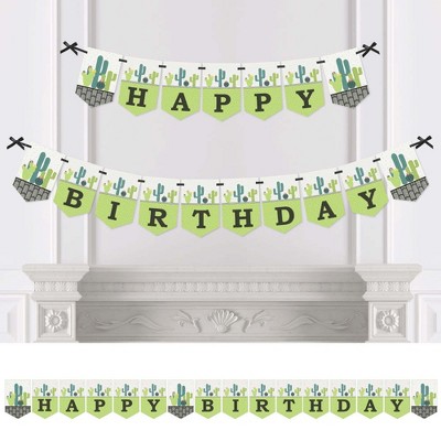 Big Dot of Happiness Prickly Cactus Party - Fiesta Birthday Party Bunting Banner - Birthday Party Decorations - Happy Birthday