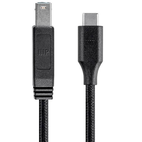 Monoprice Usb Type C To Usb B 3 0 Cable 6 Feet Black 5gbps 3a Braided Palette Series Target