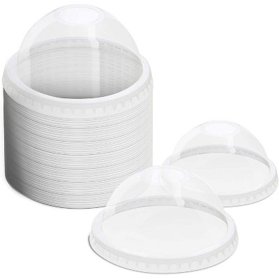 50-Pack Plastic Dome Lids for 8 ounce Ice Cream Frozen Dessert Cups, Clear