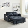 55.5" Velvet Convertible Pull-Out Sofa Bed with USB Port and Toss Pillows - 2 of 4