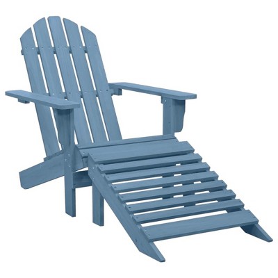 vidaXL Solid Fir Wood Adirondack Patio Chair with Detachable Ottoman, Weather-Resistant, Easy Maintenance, Comfortable Ergonomic Design, Stylish Blue
