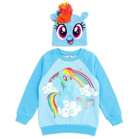 My Little Pony Rainbow Dash Unicorn Girls Pullover Fleece Sweatshirt and Cosplay Hat Little Kid to Big Kid - image 1 of 4