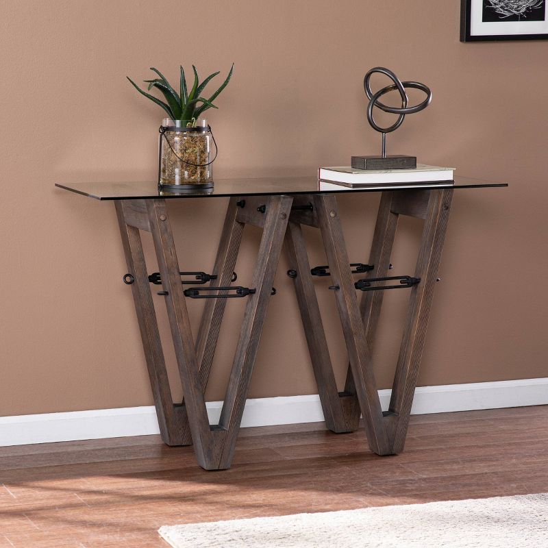 Vicar Reclaimed Wood Console Table Brown/Black - Aiden Lane, 1 of 10