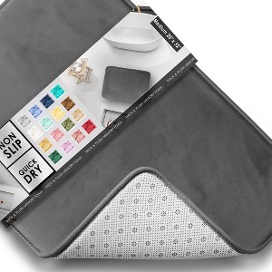 Hearth & Harbor Bathroom Rugs, Ultra Soft Velvet Memory Foam Bath Mats with PVC Backing - 1 of 4