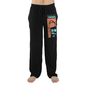 Naruto Anime Cartoon Character Mens Black Sleep Pajama Pants - 1 of 2