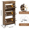 TIME HOLLOW 3-Flip Drawer Shoe Cabinet, Narrow Rustic Organizer with Adjustable Shelves, Farmhouse Storage Rack for Entryway,Living Room,Brown - 3 of 4