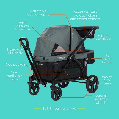 Dash Sage 2-in-1 Stroller Wagon with Adjustable Canopies