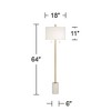 Possini Euro Design Luxe Italian Style Floor Lamp 64" Tall Gold Metal White Linen Drum Shade for Living Room Reading House Bedroom Office - 4 of 4