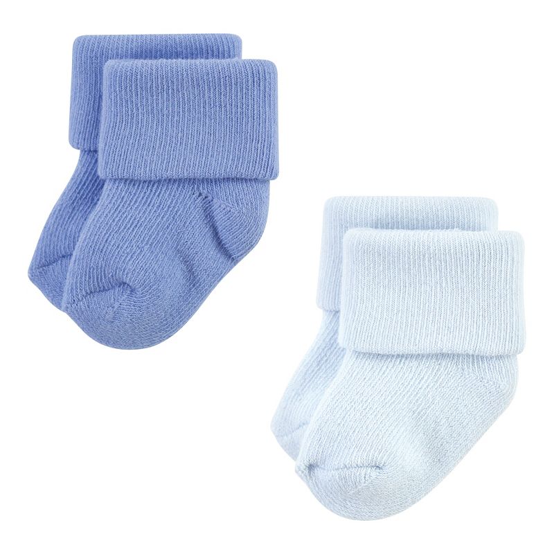 Hudson Baby Infant Boy Cotton Rich Newborn and Terry Socks, Solid Blue Gray 8 Pack Terry, 3 of 7