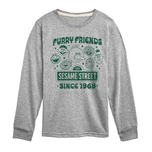 Boys' - Sesame Street - Vintage Furry Friends With Logo Long Sleeve Graphic T-Shirt - 1 of 3