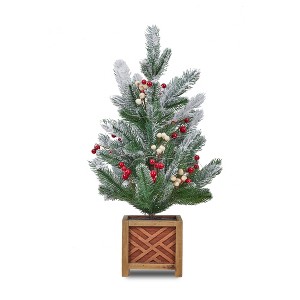 24 Inch Mini Christmas Tree, Small Green Artificial Tabletop Christmas Trees, Miniature Pine Christmas Trees Decoration - 1 of 4