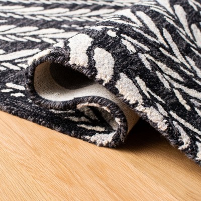 Charcoal and Ivory Hand-Tufted Wool Square Rug, 5' x 5'