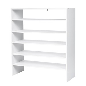 Tangkula 2-tier Stackable Shoe Rack 31" Width Organizer Shelf Set of 3 White/Tan - 1 of 4