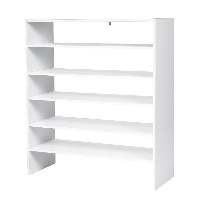 Tangkula 2-tier Stackable Shoe Rack 31" Width Organizer Shelf Set of 3 White/Tan, 1 of 10
