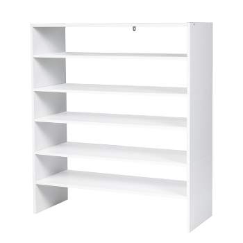 Tangkula 2-tier Stackable Shoe Rack 31" Width Organizer Shelf Set of 3 White/Tan