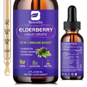 B Beworth Elderberry Liquid Drop Supplement | Immune Booster for Adults| | 2 Fl Oz - 1 of 4