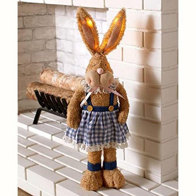 Lighted Plush Easter Bunny in Blue and White Dress