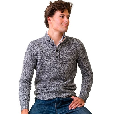 Hope u0026 Henry Mens' Mock Neck Button Placket Sweater (grey, Medium) : Target