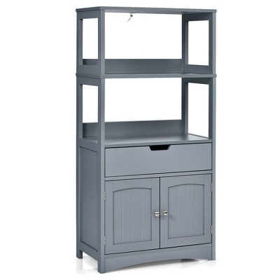 Costway Bathroom Storage Cabinet w/Drawer Shelf Cupboard Floor Cabinet