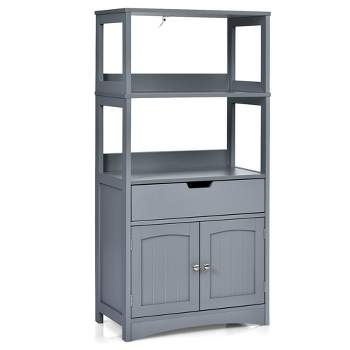 Costway Bathroom Storage Cabinet w/Drawer Shelf Cupboard Floor Cabinet