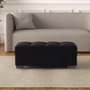 HomeRoots 52" Black and Brown Microfiber Tufted Storage Ottoman - 2 of 4