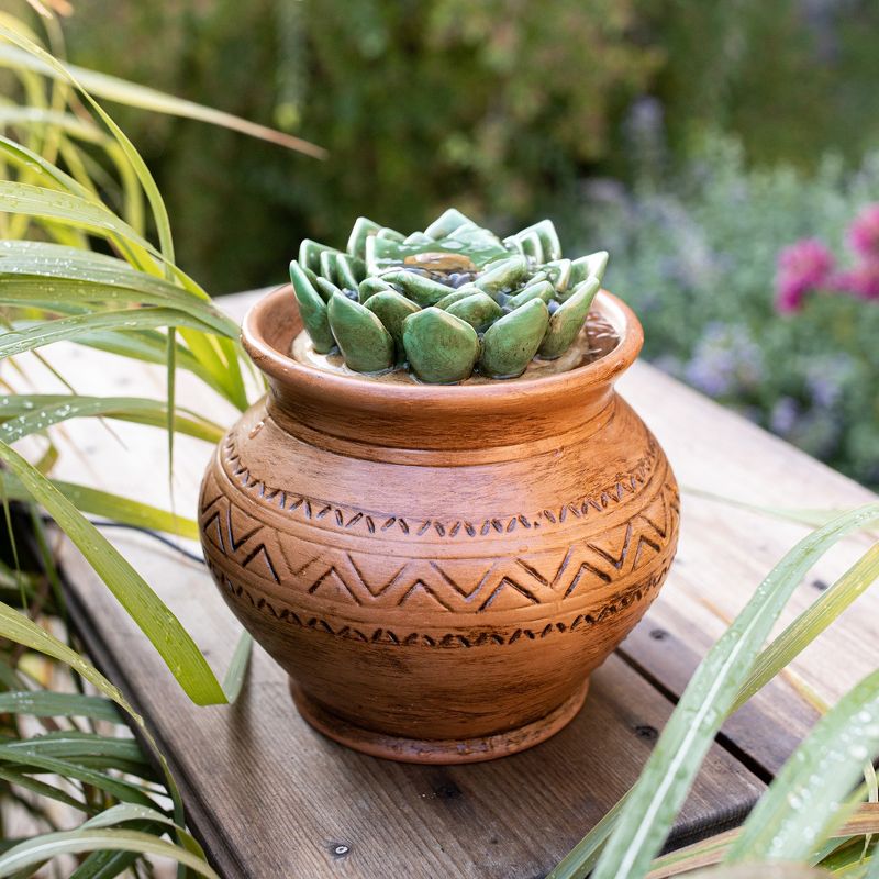 Succulent Fountain Green & Terracotta Porcelain by Foreside Home & Garden, 3 of 9
