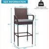 Outdoor Bar Stools Set of 2 with Cushions Wicker Bar Stools, Patio Bar Chairs Bar Height Patio Set for Garden Pool Lawn Backyard - 3 of 4