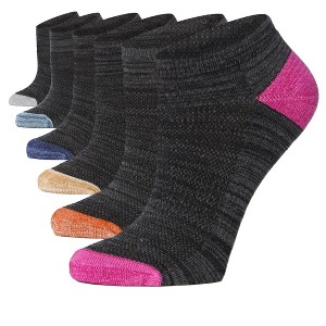 Multi-Colored Black No Show Athletic Socks - 6 Pack - 1 of 4
