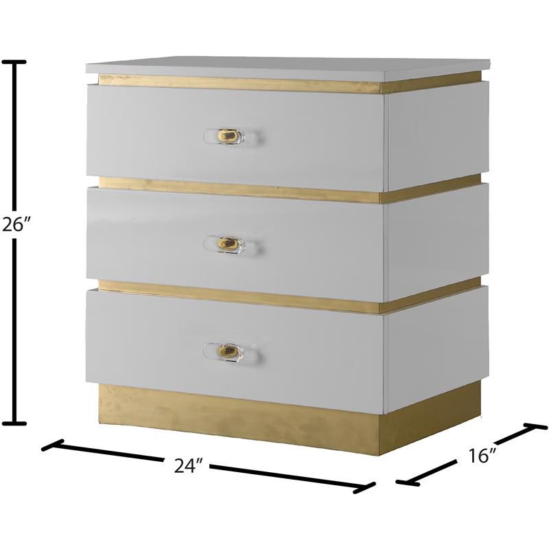 Meridian Furniture Esme Accent Table in White Lacquer/Gold, 5 of 7