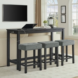 Aukfa 4-Piece Multi-Functional Dining & Bar Table Set with Built-in Power Outlet - Modern Space-Saving Solution for Living Rooms - 1 of 4