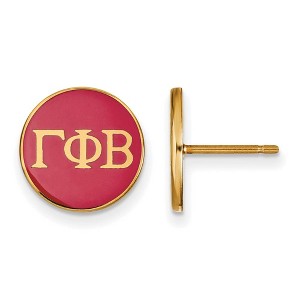 Black Bow Jewelry 14k Yellow Gold Plated Sterling Silver Gamma Phi Beta Greek Life Stud Earrings - 1 of 3