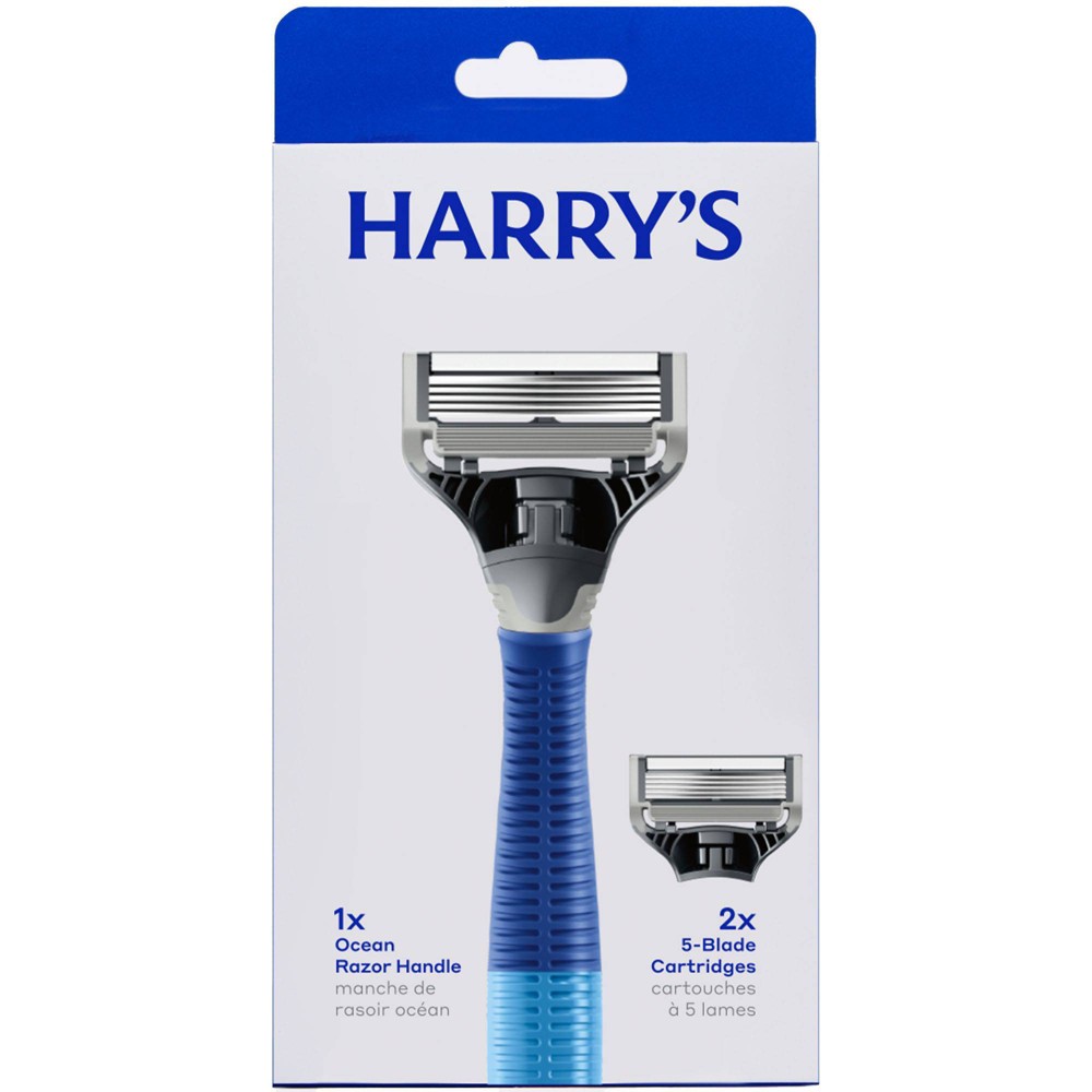 Harry's 5-Blade Men's Razor - 1 Razor Handle + 2 Razor Blade Refills - Ocean Blue