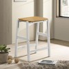 Simple Relax Set of 2 Wooden Backless Brastools in Natural and White - 2 of 4