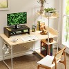 Simple Trending Monitor Stand Riser, 2 Tier Wood Office Desk Storage Organizer for Laptop, Computer, Black - 4 of 4