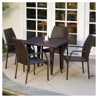 Canoga 5pc Wicker Patio Dining Set - Brown - Christopher Knight Home