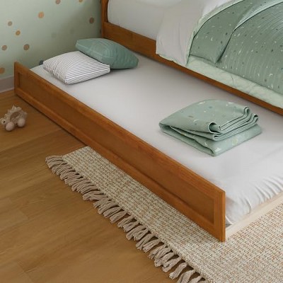 AFI Furnishings Mid-Century Modern Trundle Bed, Twin, Light Toffee